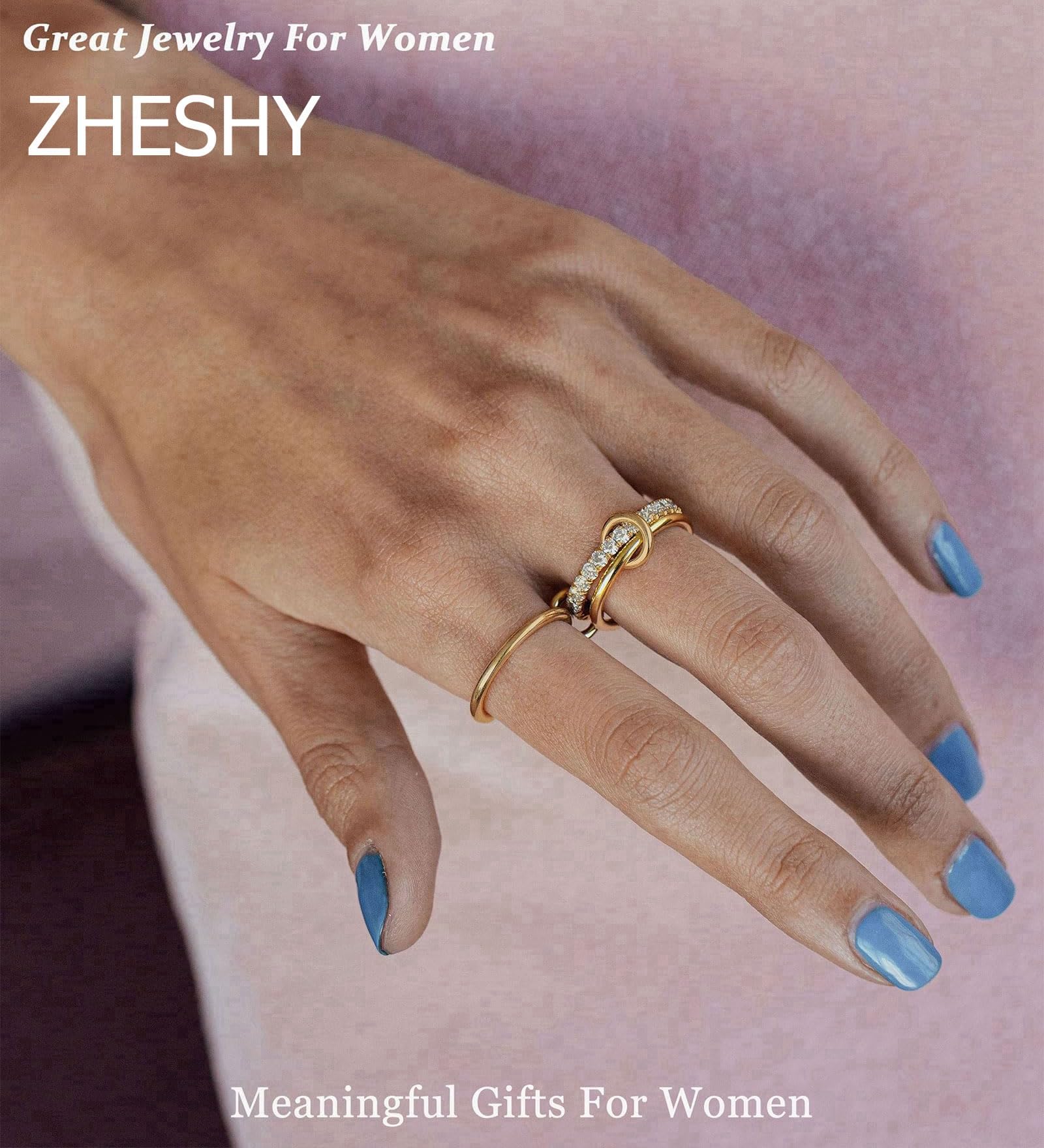 Women's gold and silver stacked ring, crafted from 18K gold-plated and platinum-plated brass. Women's gold and silver stacked ring, crafted from 18K gold-plated and platinum-plated brass.