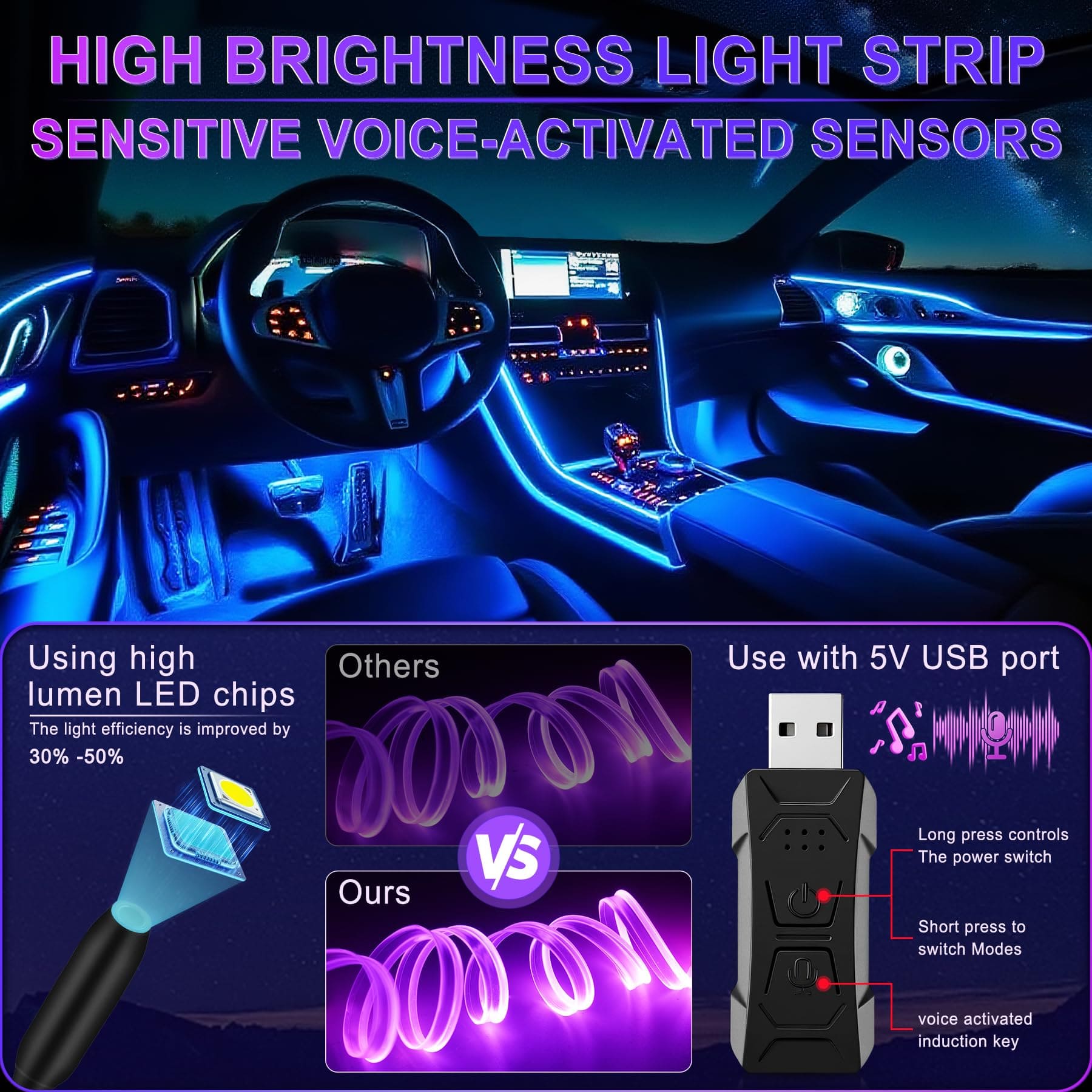 مصابيح LED ذكية داخلية للسيارة من LivTee