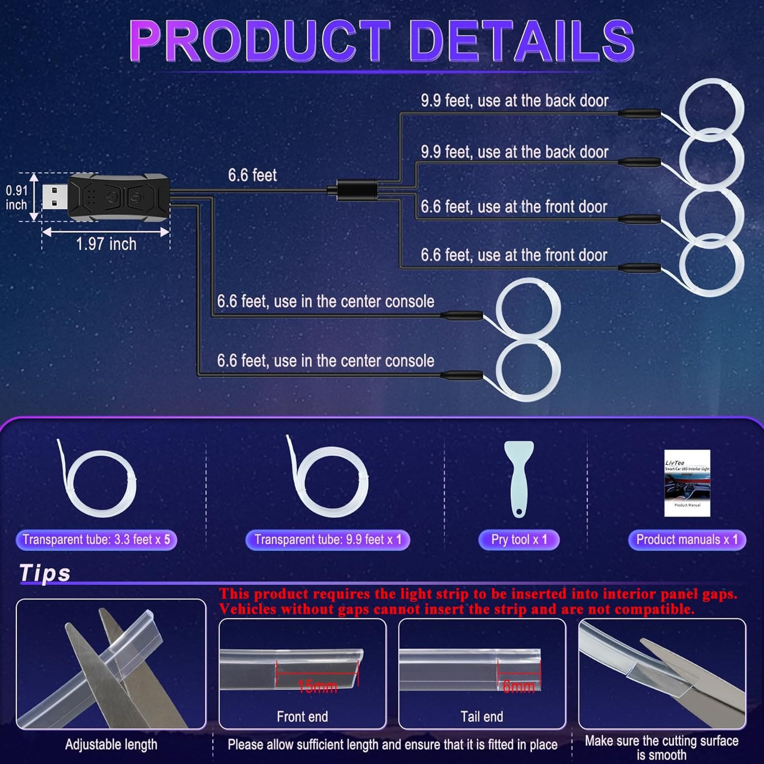 مصابيح LED ذكية داخلية للسيارة من LivTee