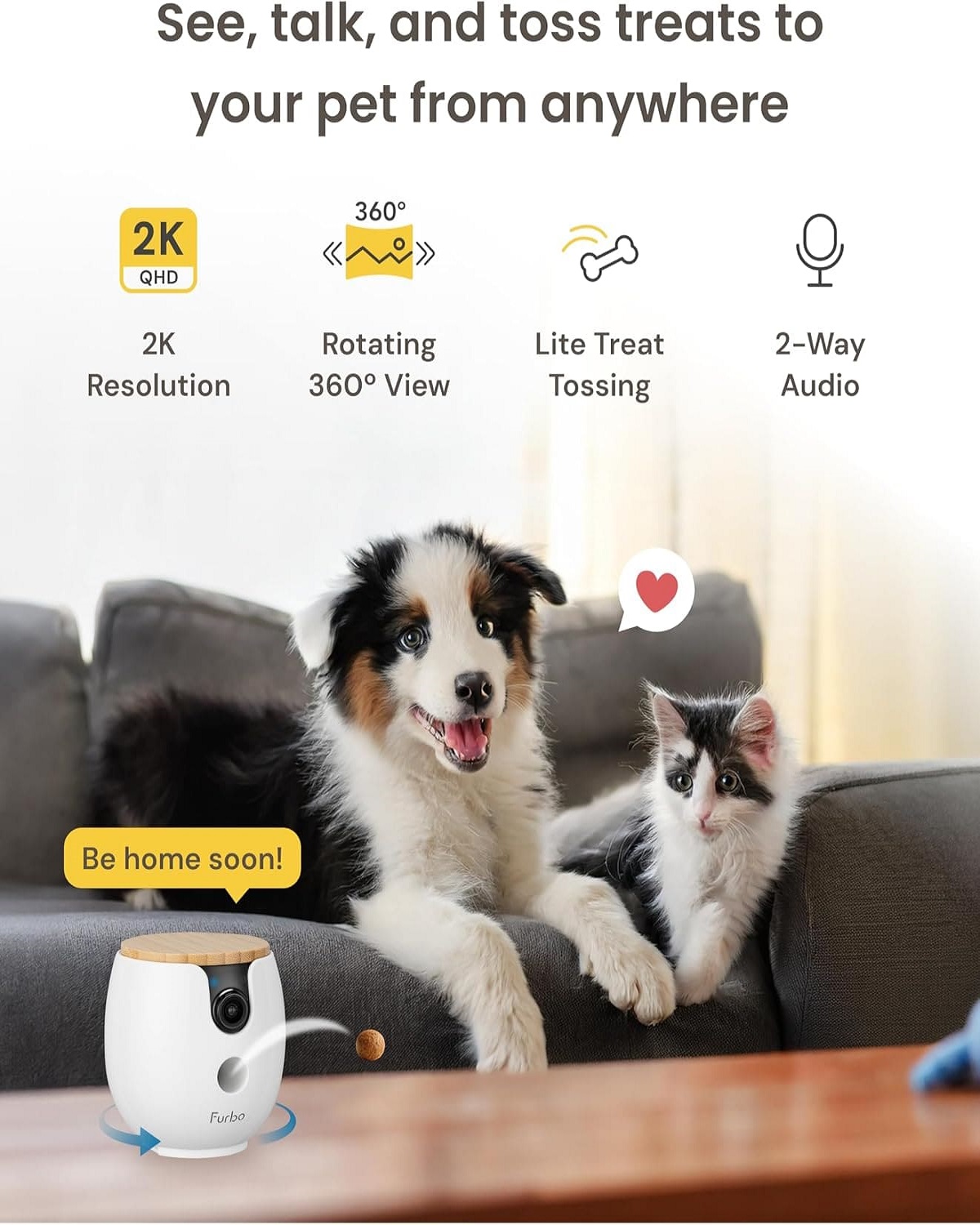 كاميرا الحيوانات الأليفة Petcube Bites 2 Lite، مع عضوية Furbo Nanny Premium المجانية لمدة 12 شهرًا كاميرا الحيوانات الأليفة Petcube Bites 2 Lite، مع عضوية Furbo Nanny Premium المجانية لمدة 12 شهرًا