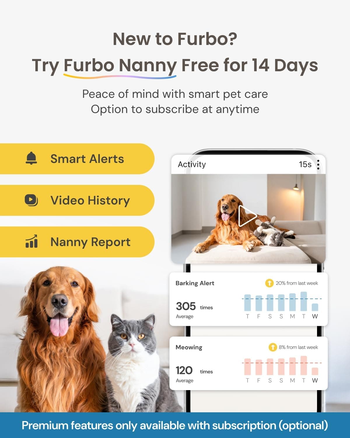 كاميرا الحيوانات الأليفة Petcube Bites 2 Lite، مع عضوية Furbo Nanny Premium المجانية لمدة 12 شهرًا كاميرا الحيوانات الأليفة Petcube Bites 2 Lite، مع عضوية Furbo Nanny Premium المجانية لمدة 12 شهرًا