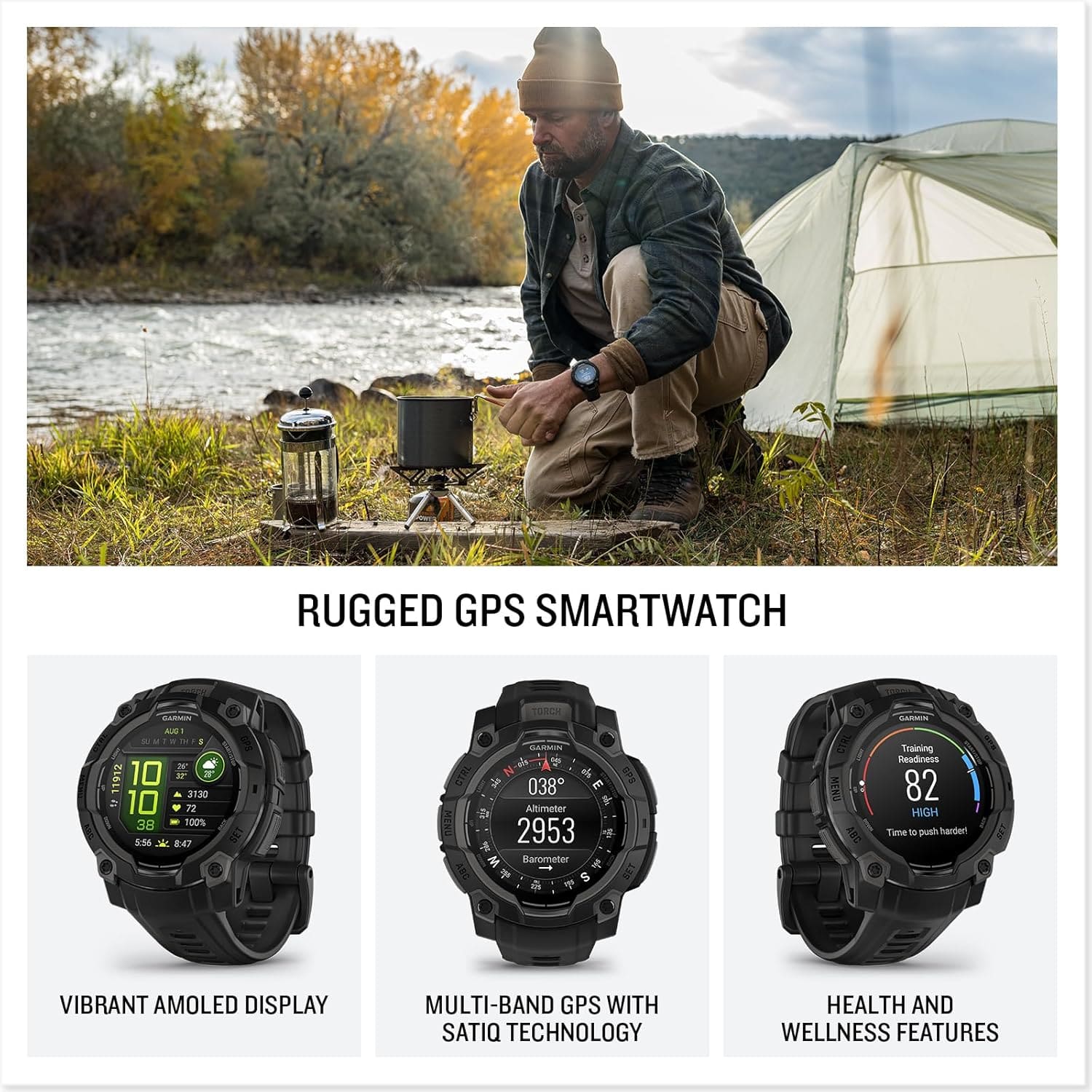 Garmin Instinct® 3 AMOLED, Rugged GPS Smartwatch