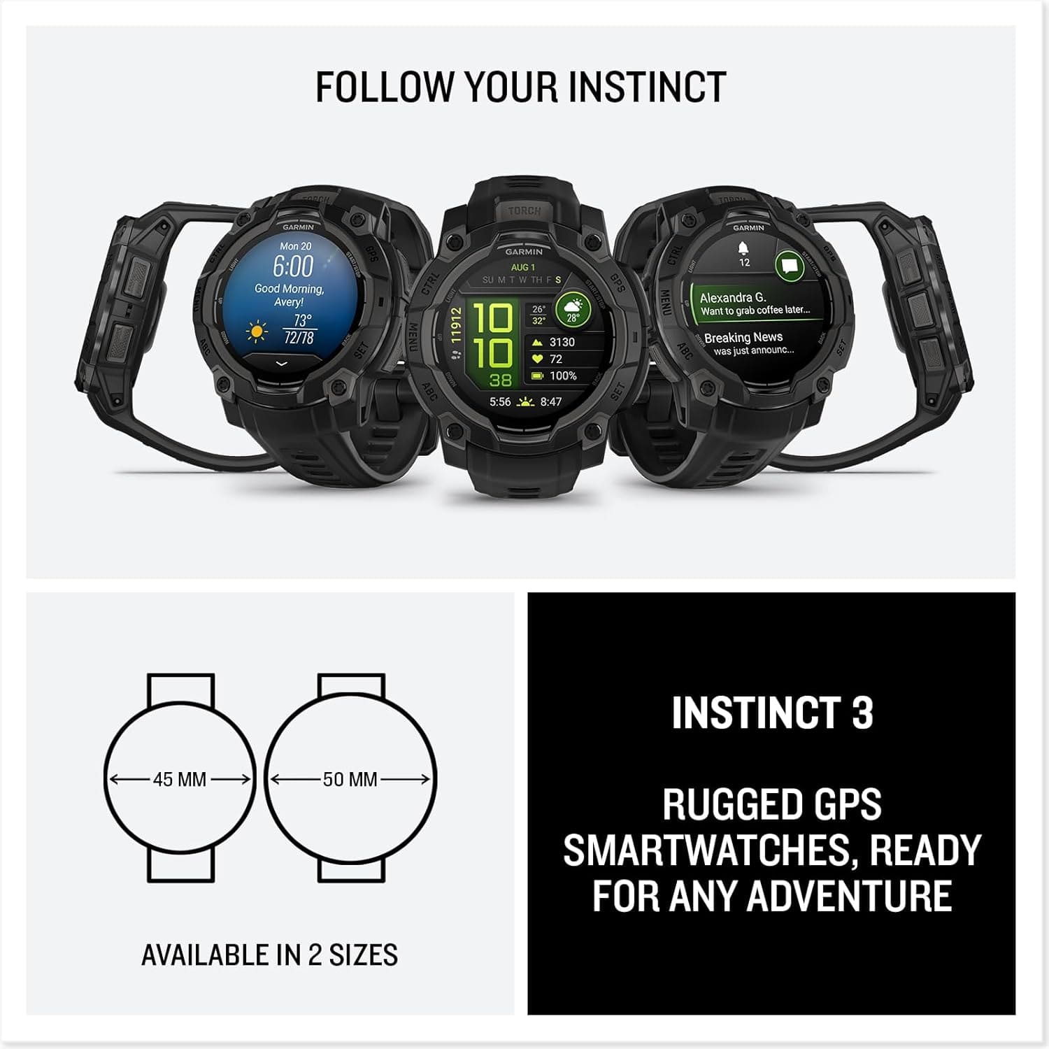 Garmin Instinct® 3 AMOLED, Rugged GPS Smartwatch