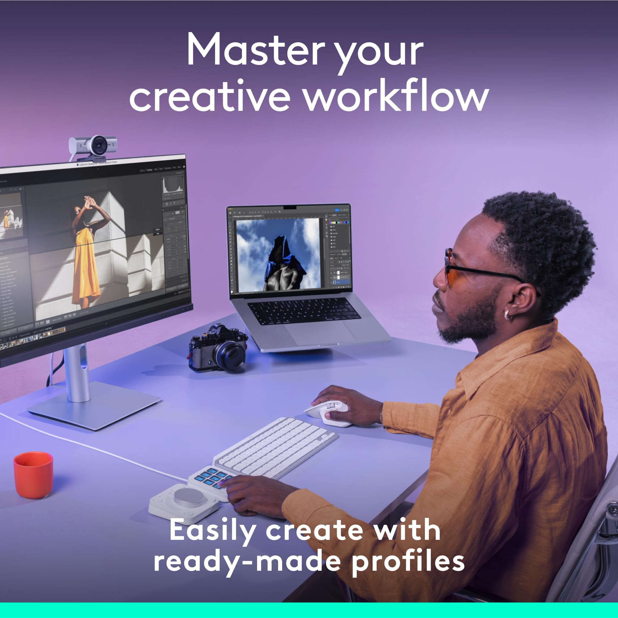 لوحة مفاتيح Logitech MX Creative Console ذات 9 أزرار قابلة للتخصيص لوحة مفاتيح Logitech MX Creative Console ذات 9 أزرار قابلة للتخصيص