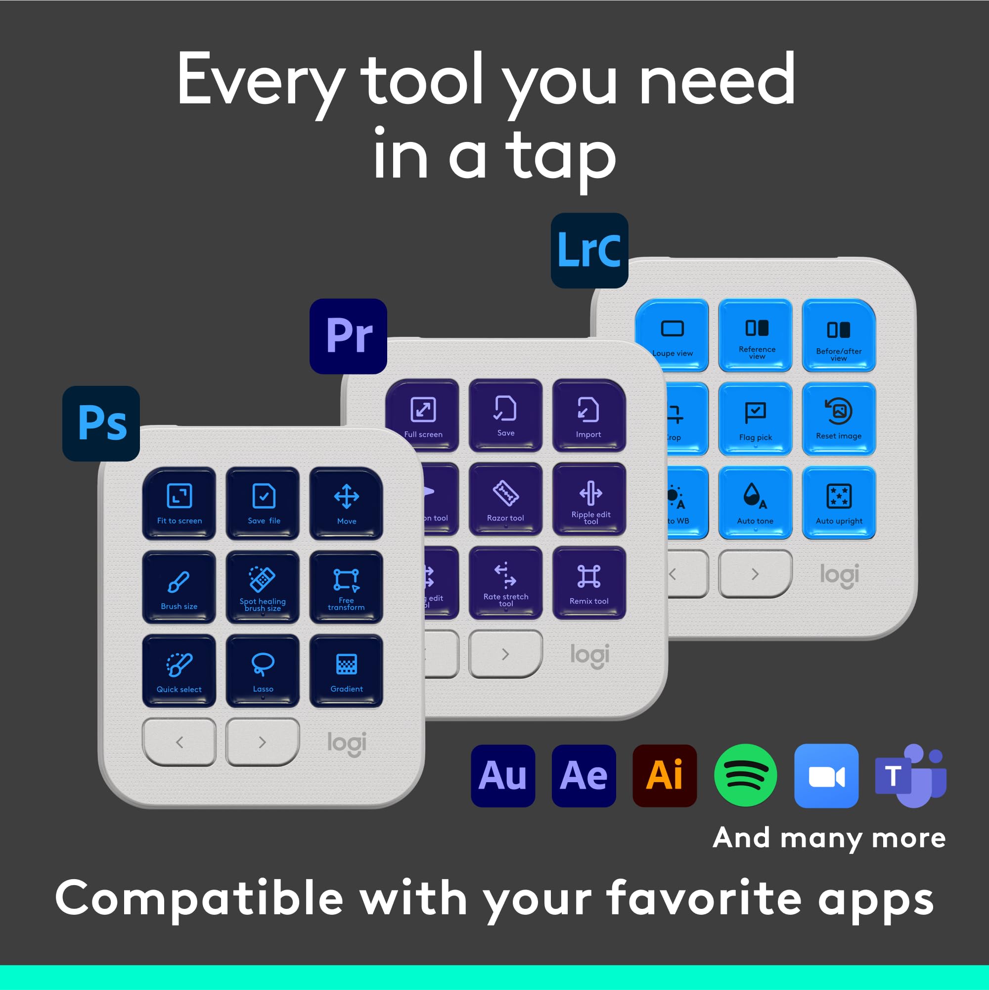 لوحة مفاتيح Logitech MX Creative Console ذات 9 أزرار قابلة للتخصيص لوحة مفاتيح Logitech MX Creative Console ذات 9 أزرار قابلة للتخصيص