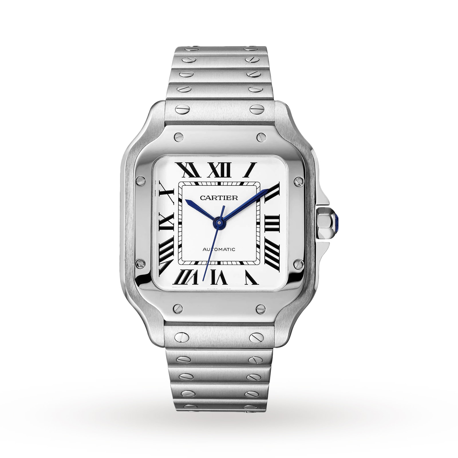 Santos De Cartier Watch Medium Model, Automatic Movement, Steel, Interchangeable Metal And Leather Bracelets Santos De Cartier Watch Medium Model, Automatic Movement, Steel, Interchangeable Metal And Leather Bracelets